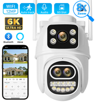 IP Camera 6K 12MP HD WiFi Outdoor Camera 8x Zoom Three Lens Dual Screen Home Security PTZ Camera 8MP Video Surveillance iCSee