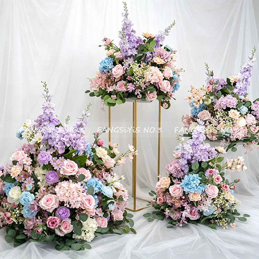 

Purple Pink Artificial Flower Ball Wedding Props Silk Flower Bouquet Road Lead Flower Ball Party Decor Window Display Decoration