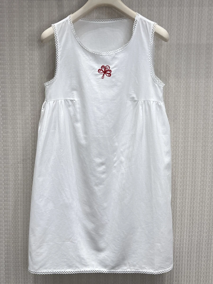

SDLR Summer New Embroidered Red Flower Letter Logo Sleeveless Dress Lace Trim Simple Style Cotton Linen Material Date Outfit