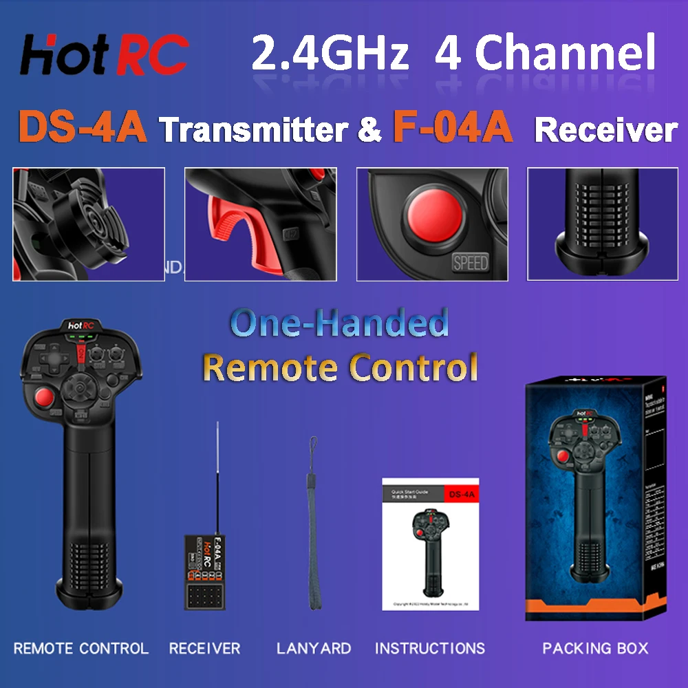 

HOTRC DS-4A 2,4 ГГц 4-канальный радиосистемный передатчик F-04A 4-канальный приемник DC4V-9V для радиоуправляемой модели автомобиля Дрон Самолет Лодка Танк
