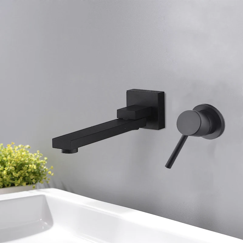 

Wash Basin Bathroom Faucet Hot And Cold Water Entering The Wall Sink Faucet Rotating Bathtub With Modern Horizontal Bar Handle