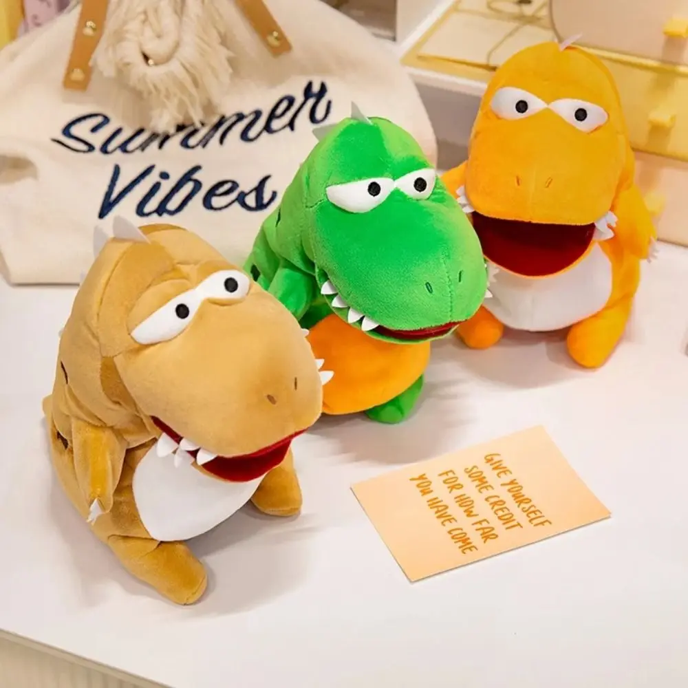 Pai-filho interativo dinossauro pelúcia fantoche de mão grande boca simulação dinossauro cosplay boneca de pelúcia confortável dos desenhos animados