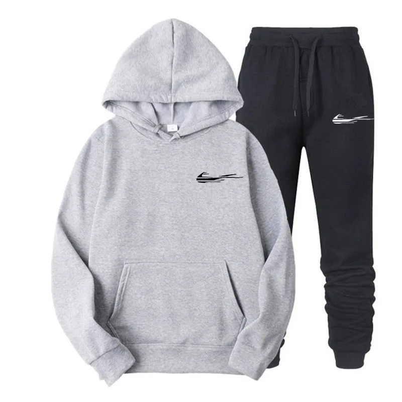 2024 Men\'s Sets Spring Autumn Zipper Hoodie and Pants 2 Pieces Casual Tracksuit Male Brand Running Jogging Sportswear Suit