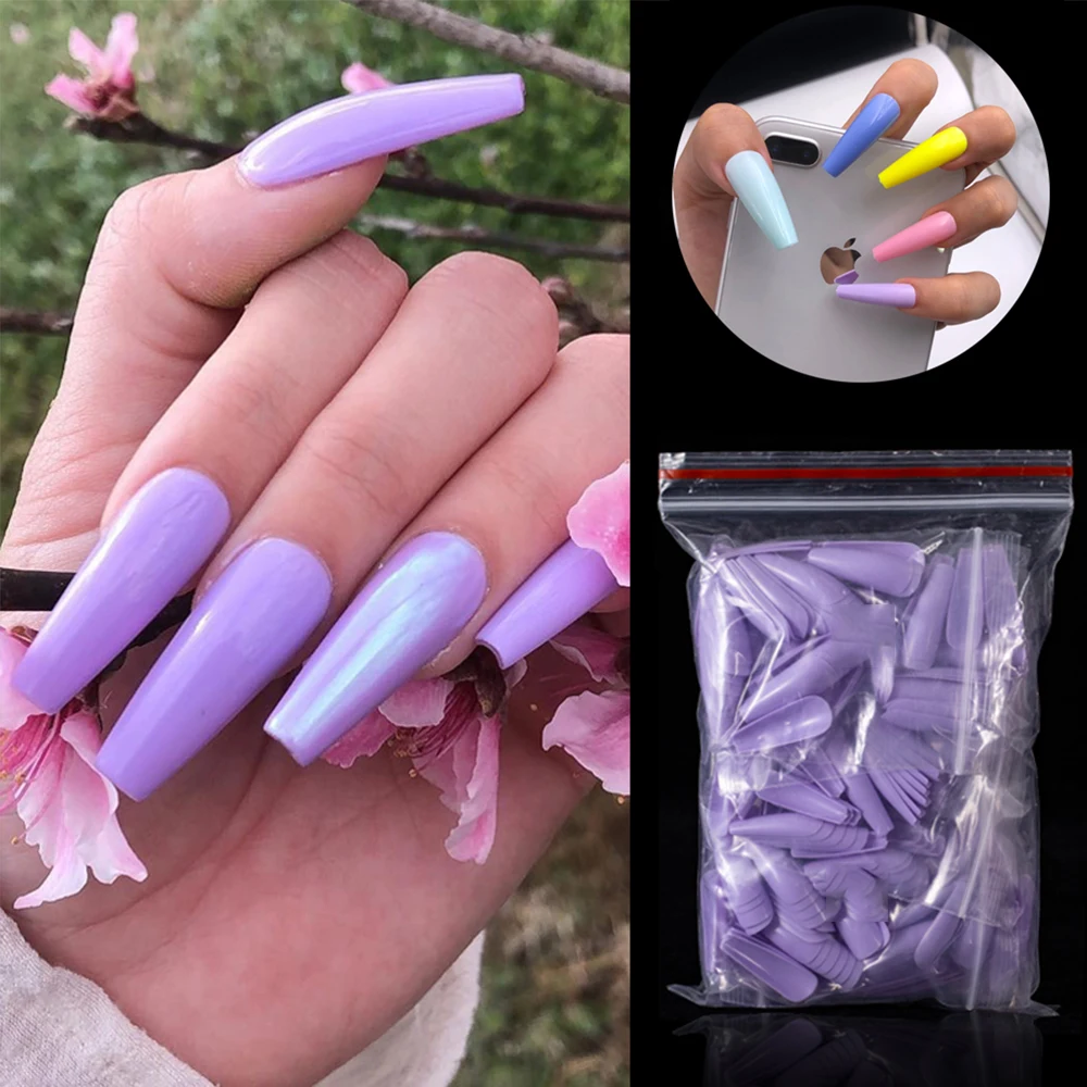 

Natural 10 Sizes Full Cover Acrylic Press On Candy Color Nail Extensions Fake Nails Manicure False Nail Tips