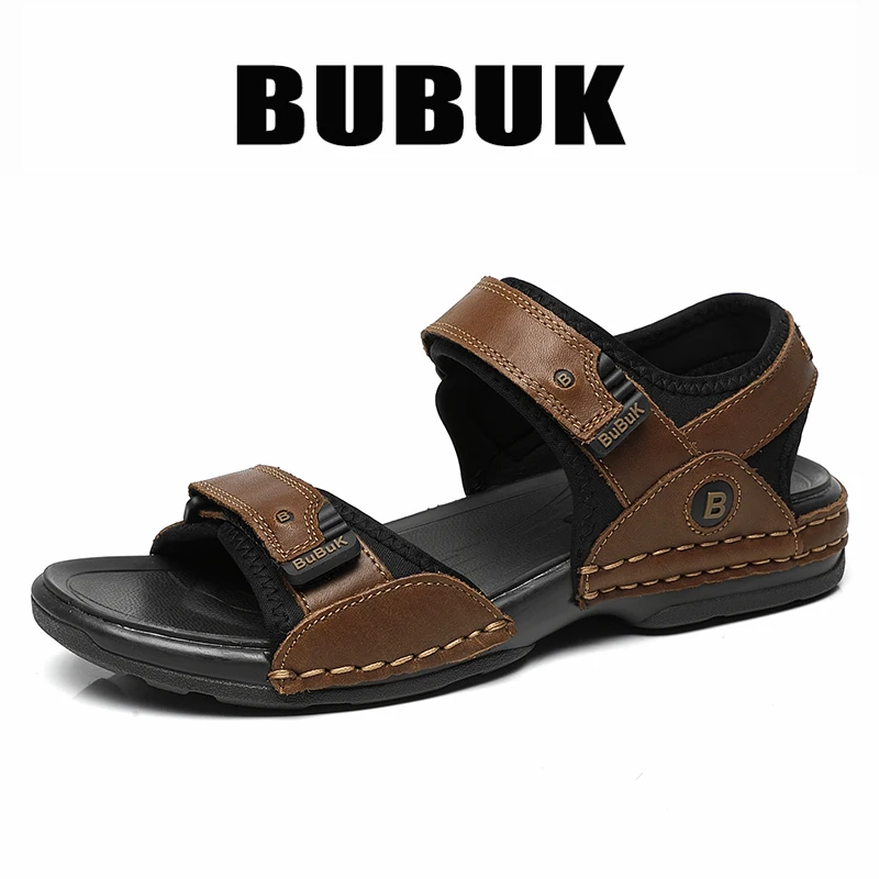 Bubuk Herren-Sandalen aus echtem Leder, hergestellt aus hochwertigem Rindsleder, Outdoor-Strandsandalen, atmungsaktives offenes Zehendesign, geeignet für Strand, Freizeit und Outdoor-Aktivitäten. – Detail 7