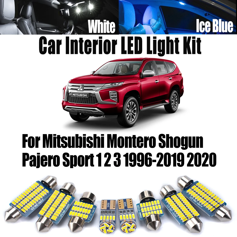 

Автомобильный светодиодный интерьер Canbus, карта, купольная дверь, лампы для чтения, комплект освещения багажника для Mitsubishi Montero Shogun Pajero Sport 1, 2, 3, 1996-2020 гг.