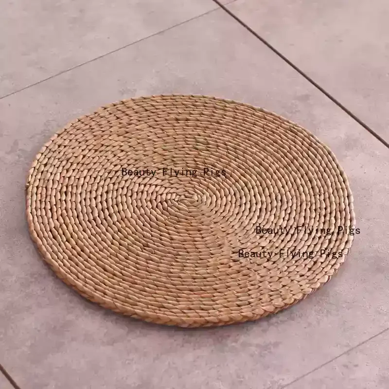 Japanese Style Corn Husk, Futon, Grass Mat, Round Tatami Cushion on The Ground, Portable Cushion for Home Use, Meditation Mat