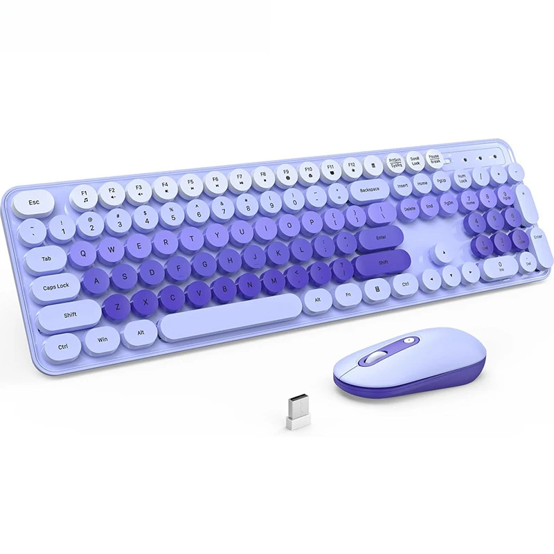 Custom Wireless Keyboard Mouse Set Rose Pink 2.4G Retro Cute Keys High Value for Girls Computer Office Gaming Accessory Gift
