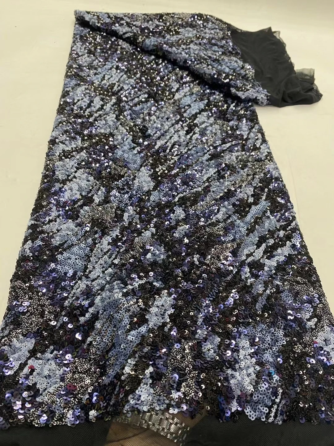 High Quality 2024 African Nigeria Sequins Tulle Lace Fabric Embroidery Wedding Party Guipure Dress Beads Stone 5Yards DP0315