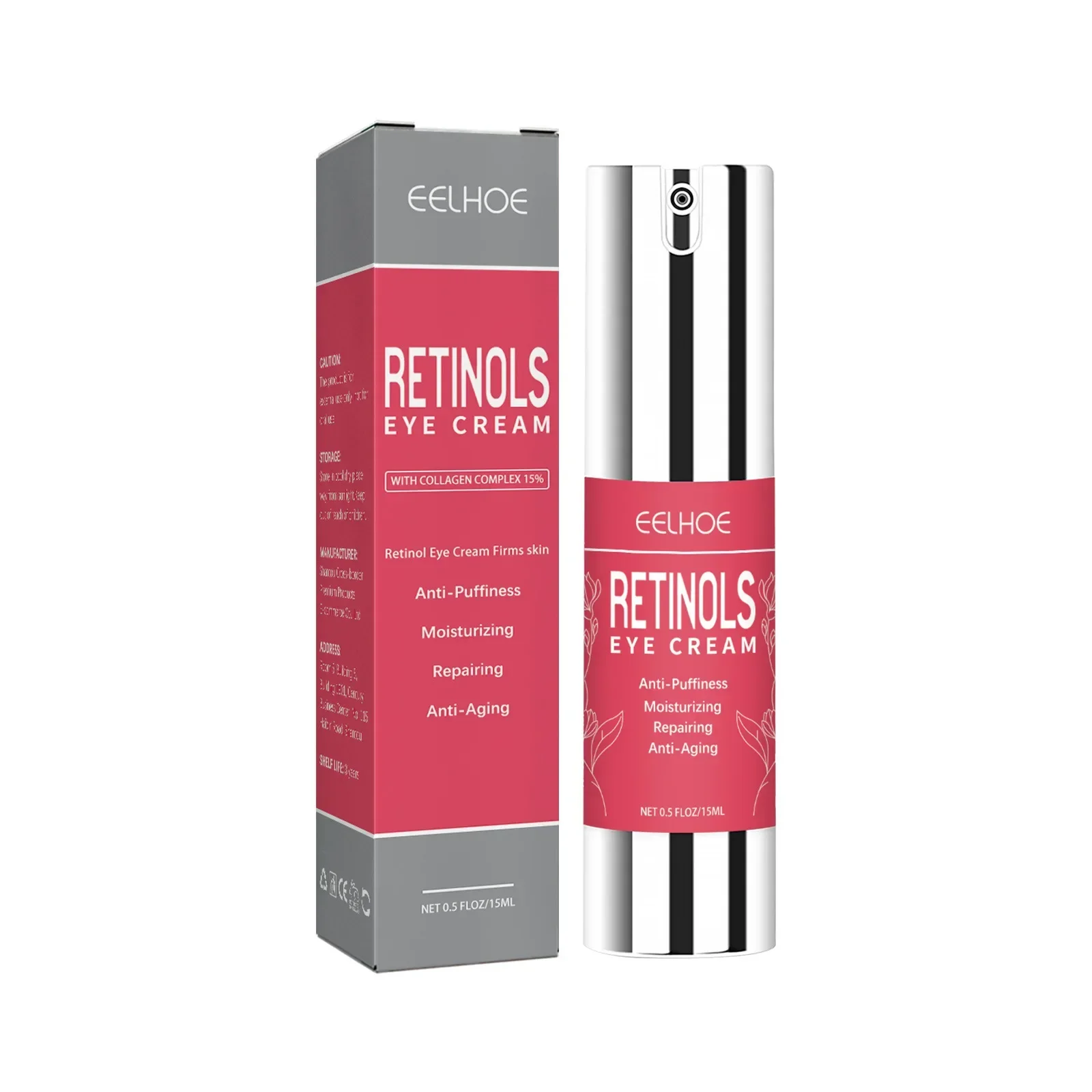 Eelhoe-creme do olho do Retinol, anti-enrugamento, linhas claras, desvanecem-se e apertem, linhas finas, linhas Fishtail, sacos do olho, círculos escuros, cosméticos