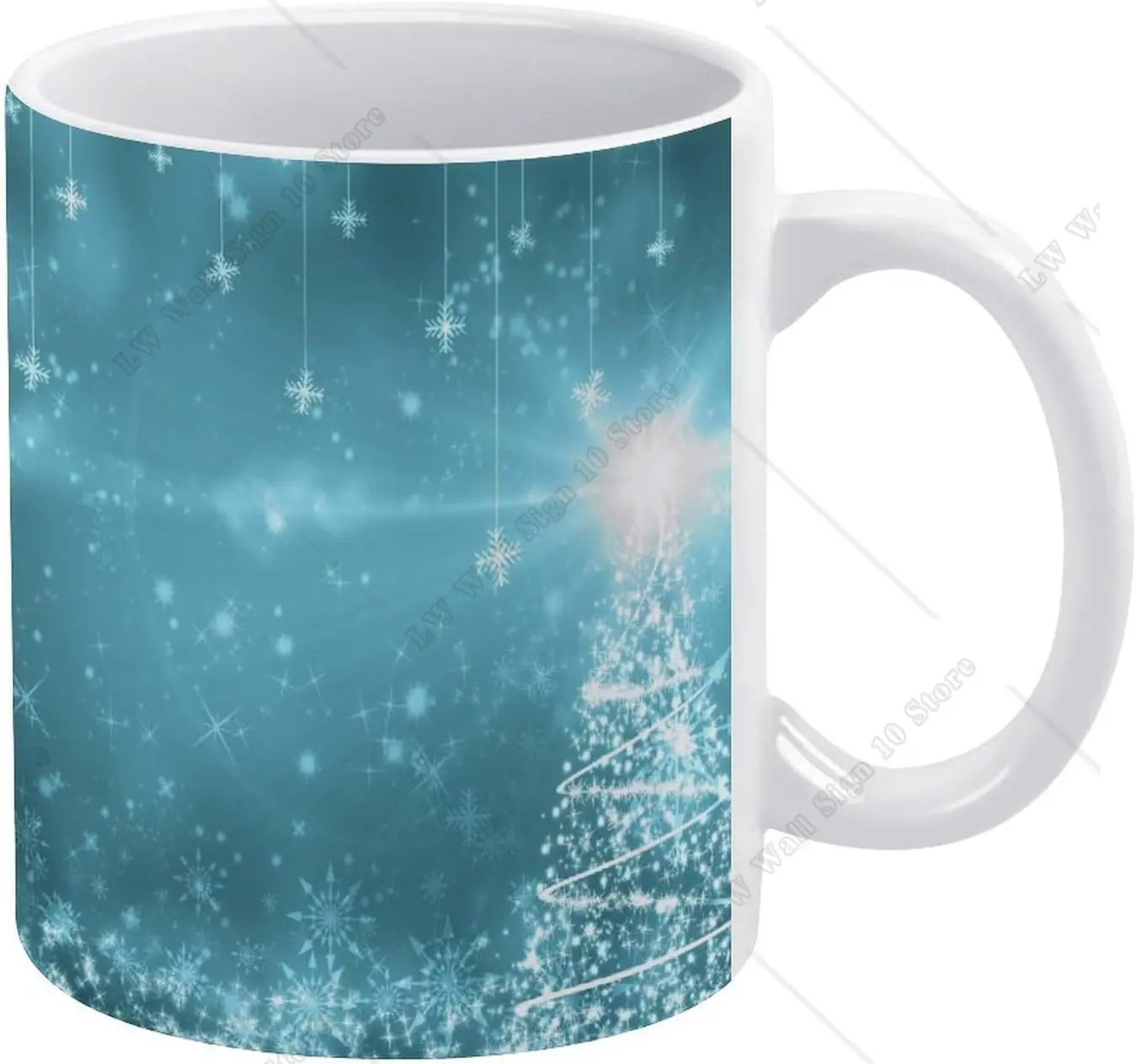 

Winter Christmas Tree Mug Snowflakes Coffee Mug Ceramic Mug Drinking Cup with Handle Coffee Cup 11oz for Office Home Gift