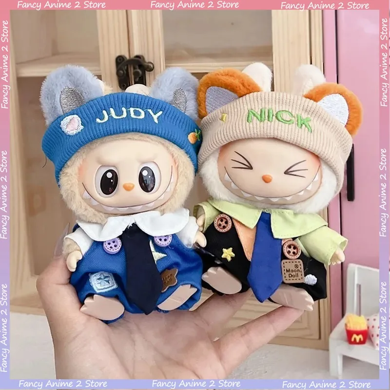 

Cartoon Nick Judy Jumpsuits Clothes for V1 V2 V3 Labubu Mini Plush Doll Officer Rabbit Cosplay Outfit Trend Dolls Accessories