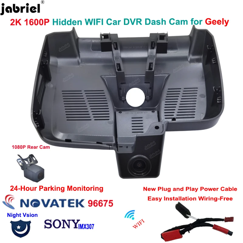 Jabriel Plug and Play Wifi 2K Car DVR 24H Video Recorder For Geely Tugella Xingyue FY11 S 2020 2021 2022 2023 Dash Cam Camera