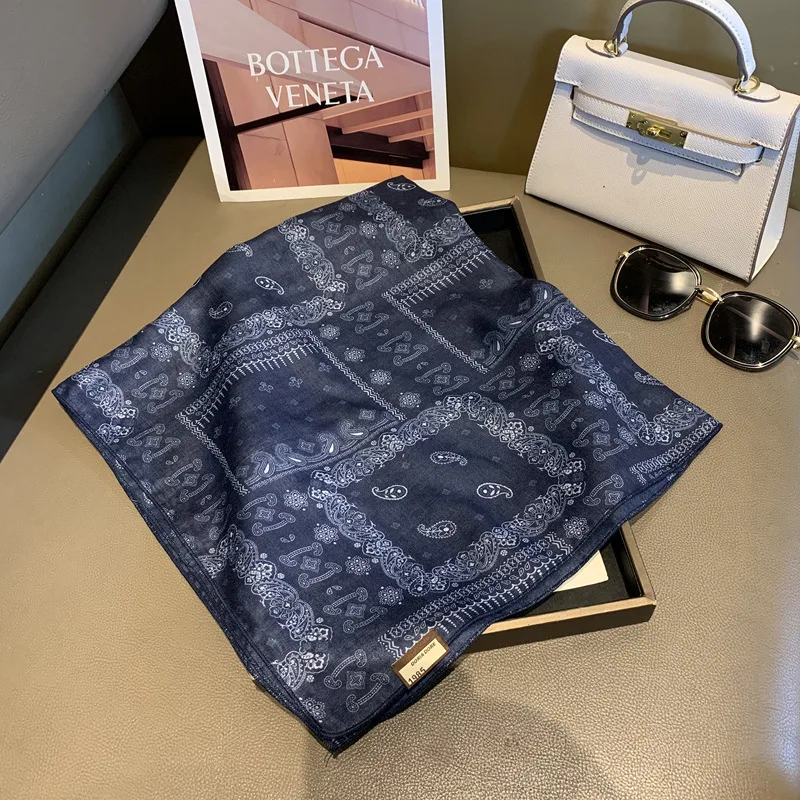 Classic Plaid Double-sided Printed Square Scarf, Scarf Waist Seal, Multi-functional Contrasting Cashew Nut Small Silk Scarf