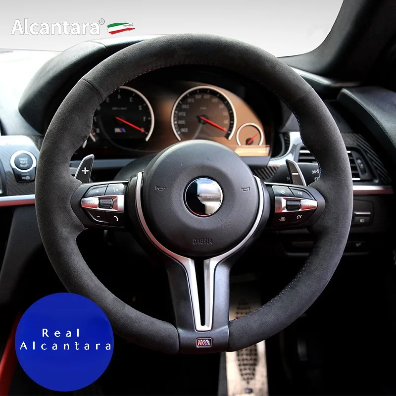 Real Alcantara Braiding Steering Wheel Cover for BMW M Sport F30 F31 F34 F10 F11 F07 F45 F46 F22 F23 M235i M240i Car Accessories