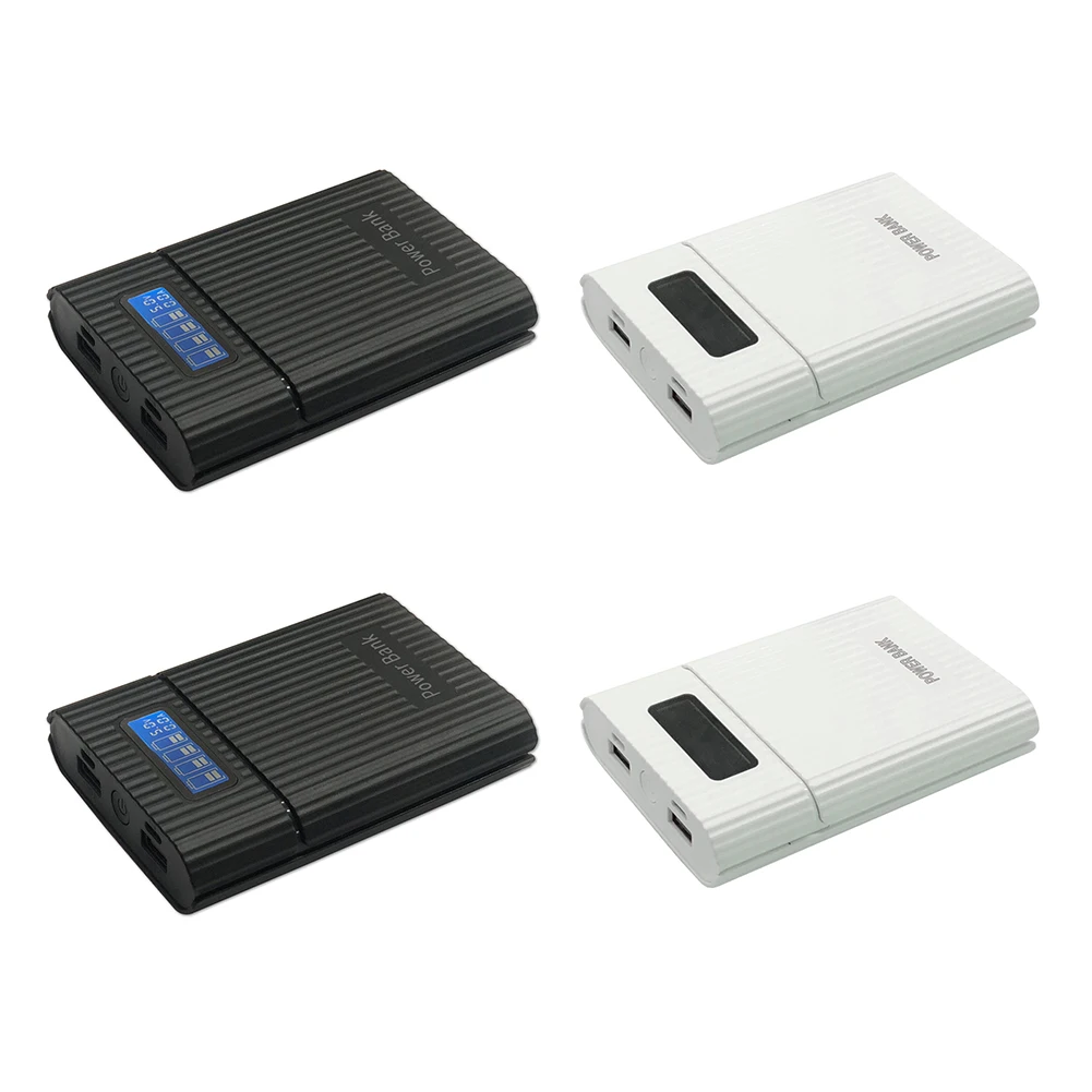 DIY 18650 Battery Holder LCD Digital Display Fast Charging Phone Power Box Micro USB Type-C Input with LED Flashlight NO Battery