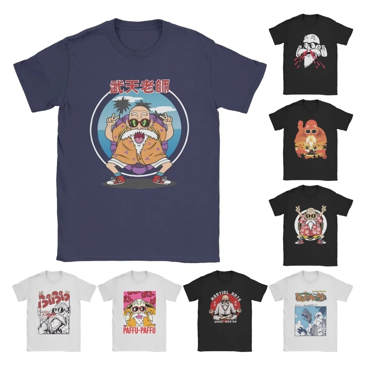 Dragon Ball Master Roshi Muten T Shirts Men Women's Cotton T-Shirts O Neck Kame Sennin Jackie Chun Tee Shirt Clothes Plus Size