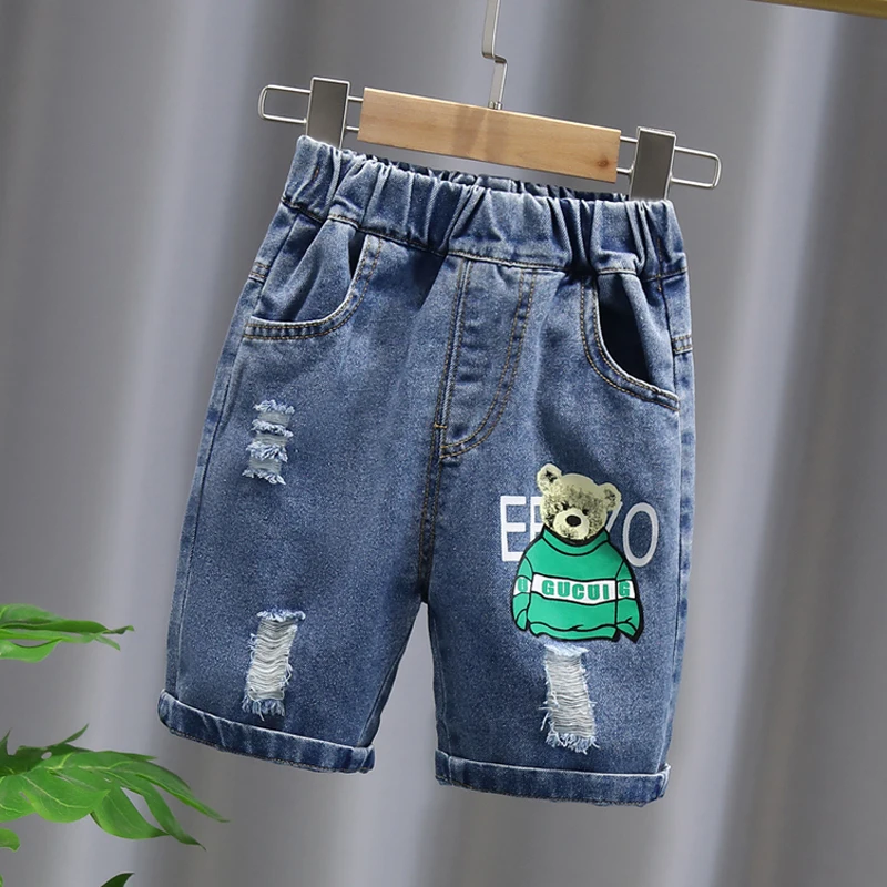 Boys\' denim shorts, summer thin style, new western-style children\'s clothing, summer pants, baby ruffled and handsome, explosive