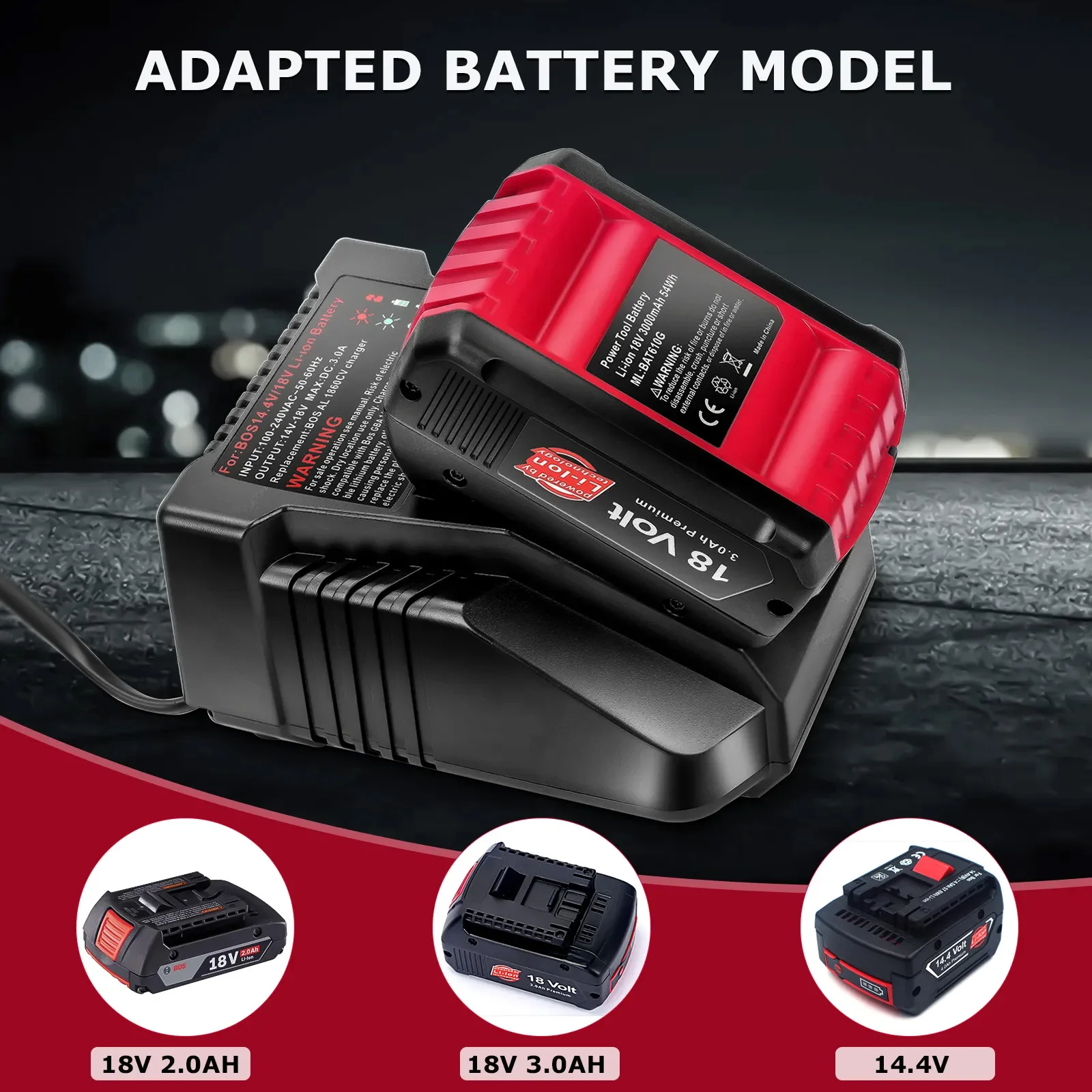 1018K Li-ion Battery Charger for Bosch Electrical Drill AL1820CV 14.4V- 18V Li-ion Battery BAT618 BAT618G BAT609 2607336236