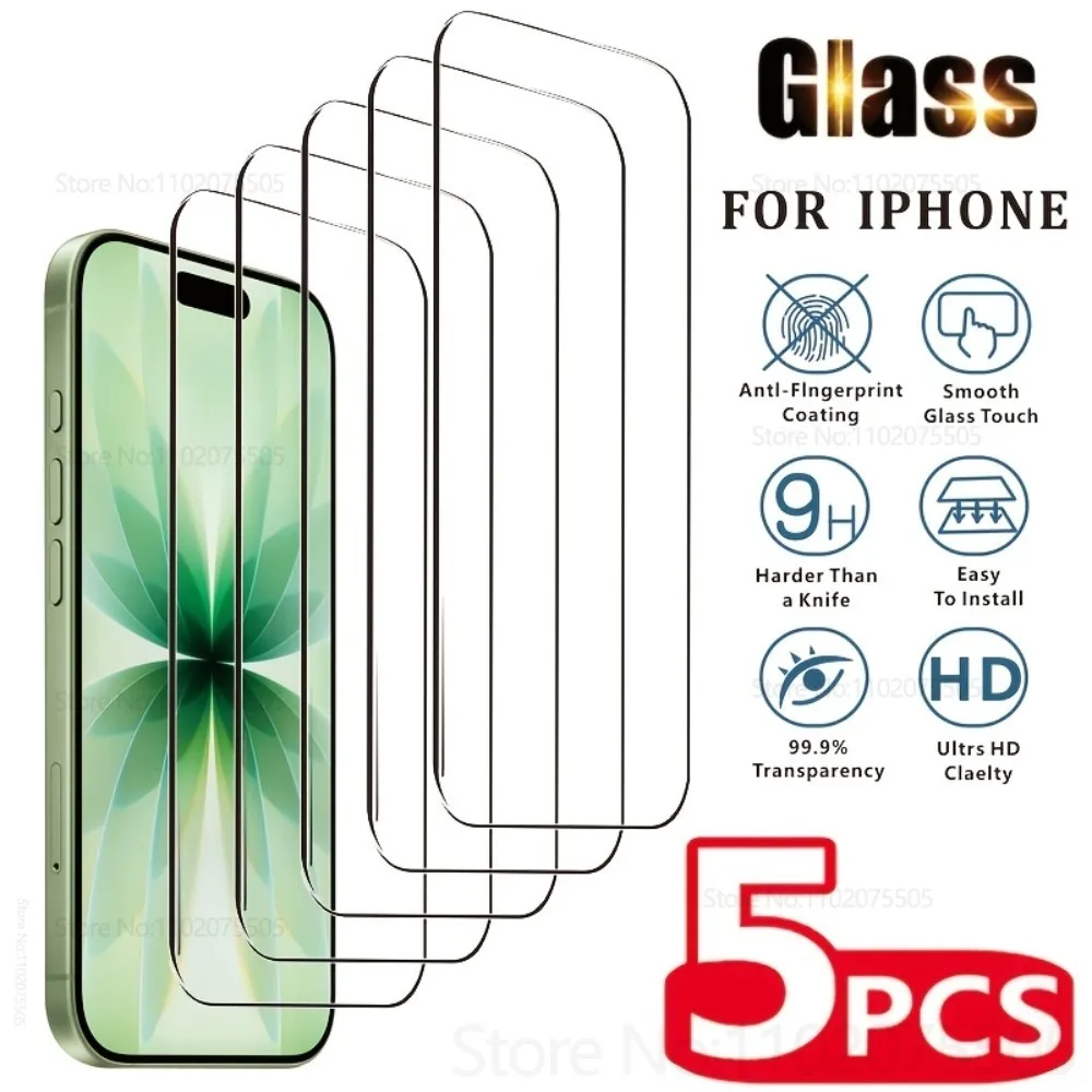 

5 шт. HD прозрачное закаленное стекло для iPhone 16 Promax 17 Promax 14 Plus Защитная пленка для IPhone Air 15 Promax 11 12 13 Mini XR XS