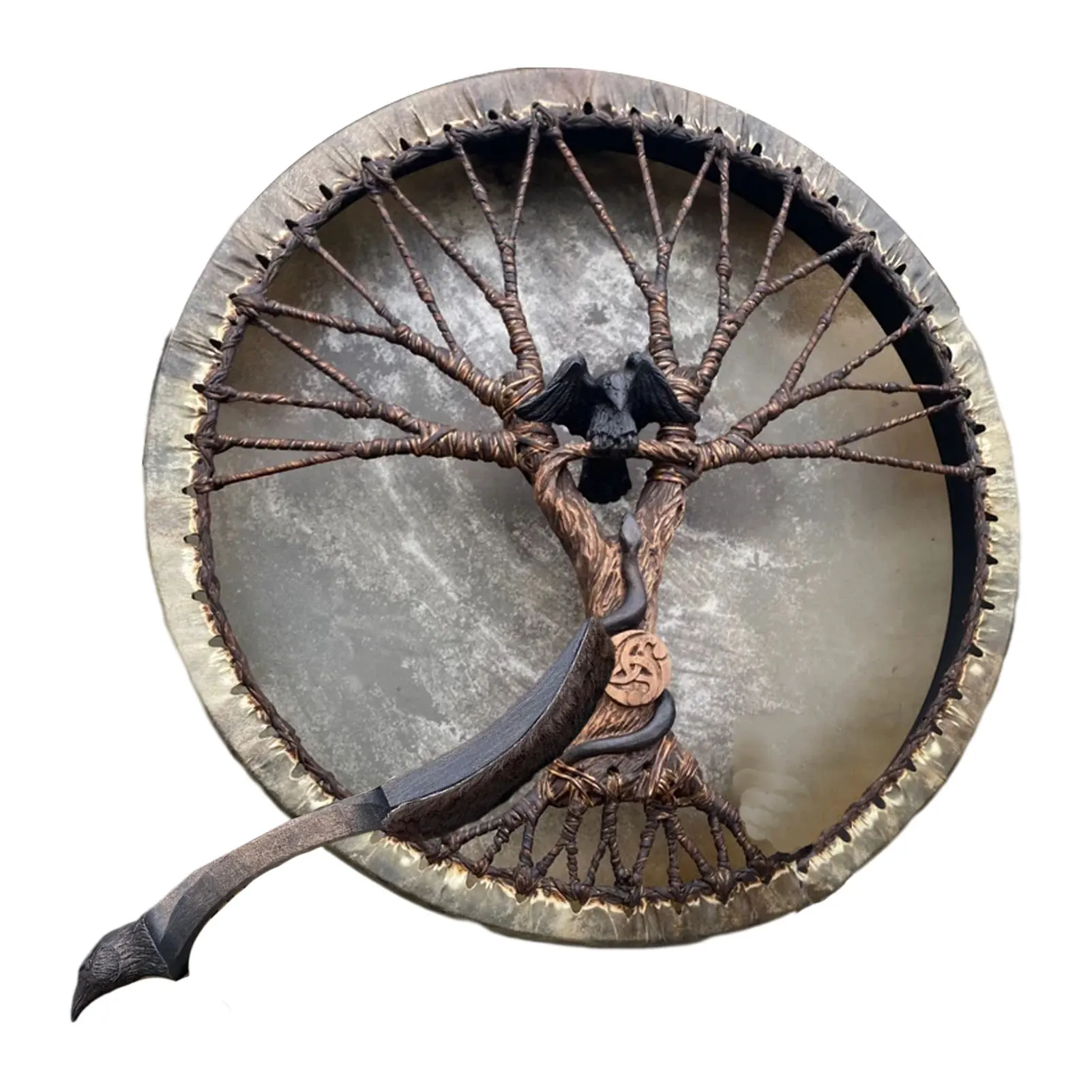 Handmade Shaman Drum Tree-of-Life Siberian Drum With Drum Stick Sound Healing Adult Drum Reflection And Meditation Home Decor