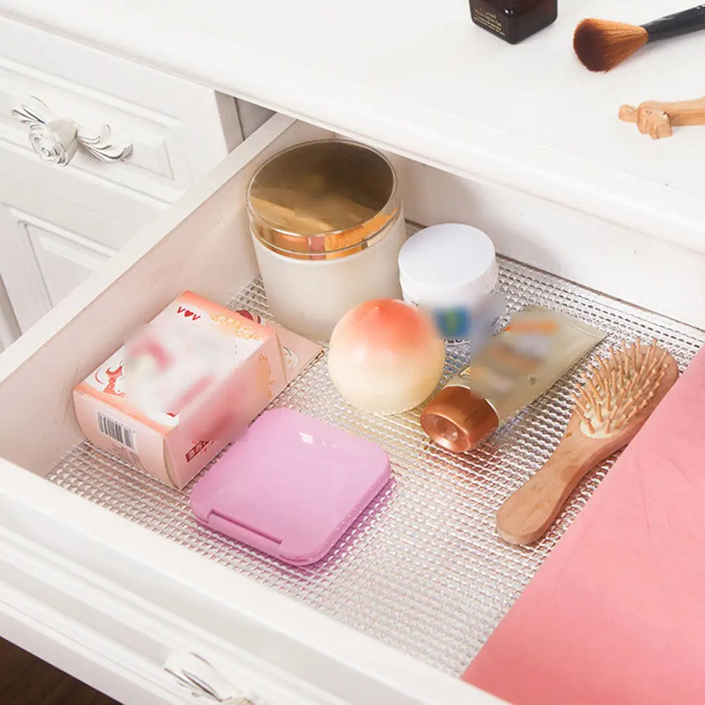 

Household Oil-Proof Mat Aluminum Foil Waterproof Pad Freely Cut Cabinets Drawer Mat 45x200cm Multifunctional Anti-Leakage