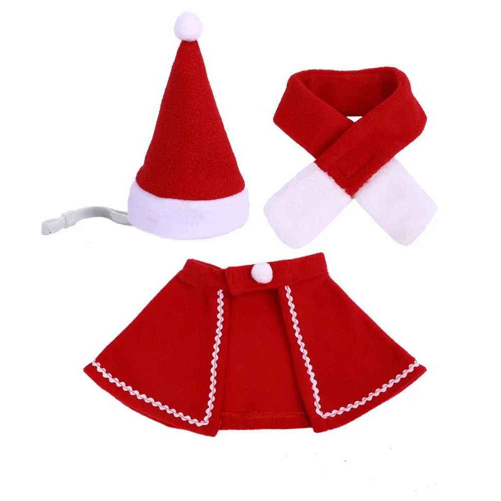 Cute Winter Pet Cloak Dog Cat Christmas Clothes Warm Puppy Santa Red Scarf Hat Head Funny Christmas Pet Costume Dog Cat Cloaks