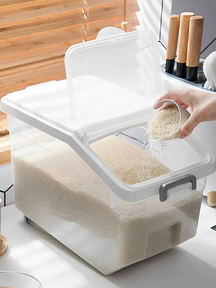 

Large Capacity Rice Storage Box Rice Dispenser Flour Cereal Bucket Kitchen Food Containers Pet Food Tank Kitchen Storage Box