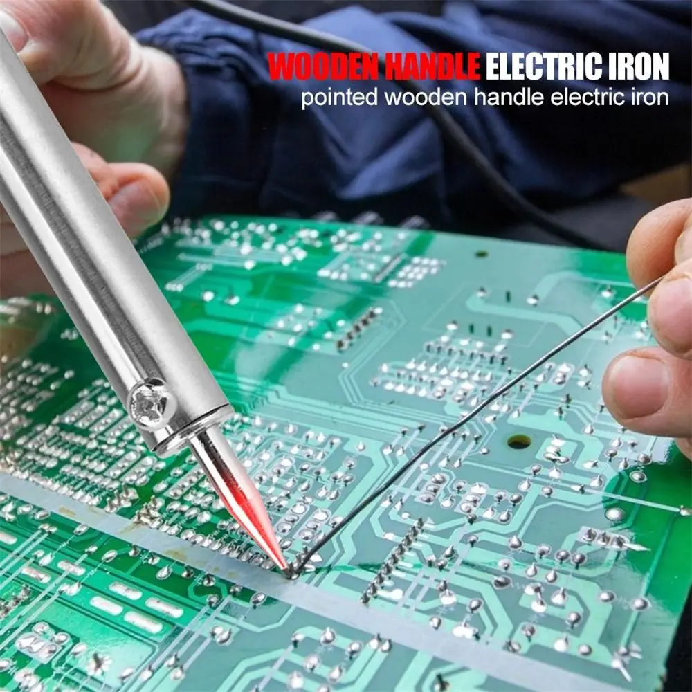 مكواة لحام كهربائية بمقبض خشبي ، محطة إعادة صياغة ، درجة حرارة قابلة للتعديل ، طرف مدبب ، 30 واط ، 40 واط ، 60 واط ، 80 واط ،