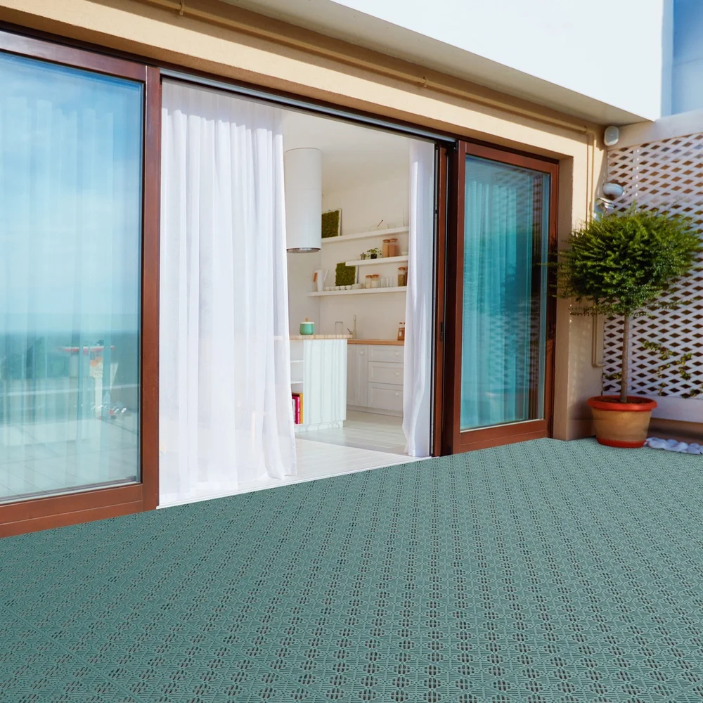 مجموعة من 6 بلاط سطح خارجي متشابك، شرفات، مقاومة للانزلاق، سهلة التركيب، تصميم متين مقاوم للطقس