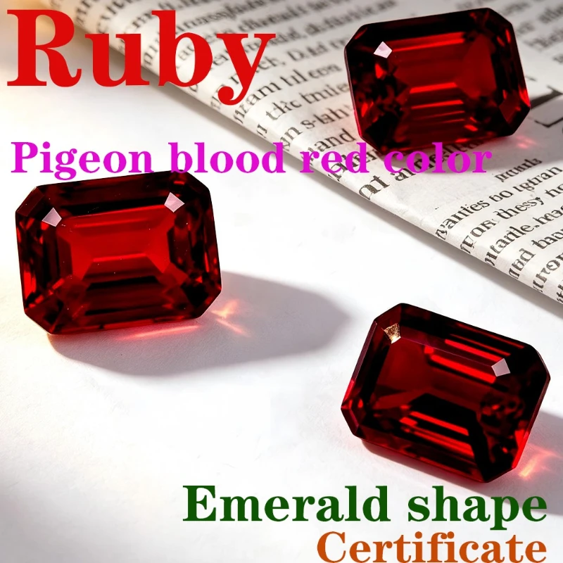 Pigeon Blood Red Color Ruby Laboratory Production Emerald Shape Available Certificate