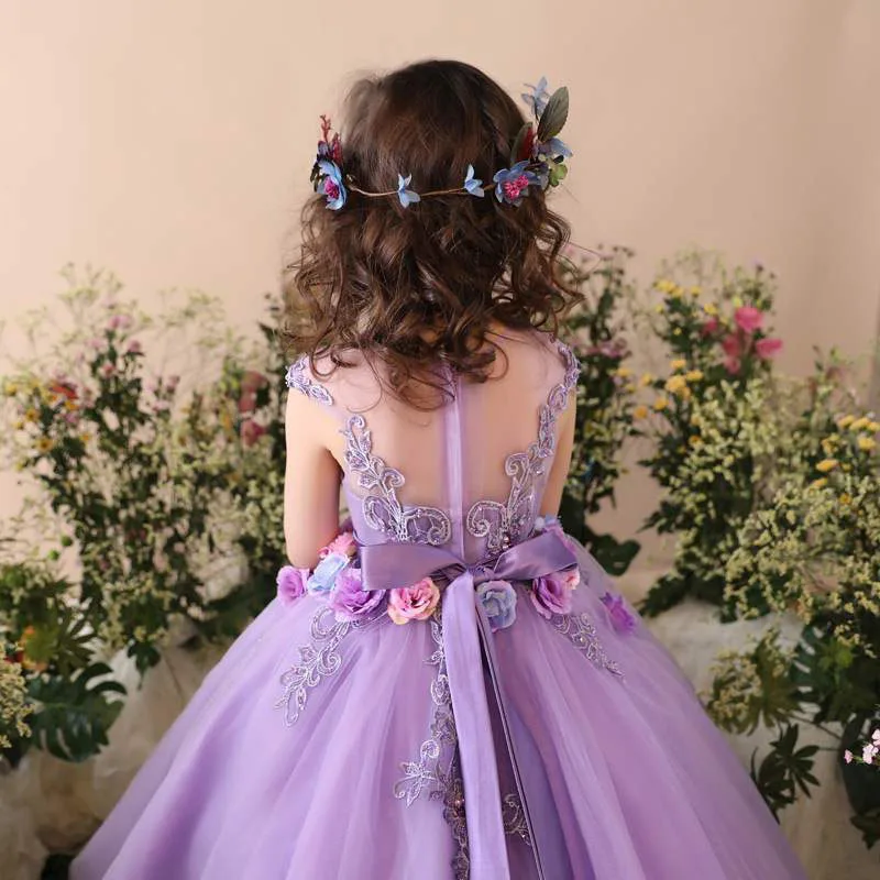 Summer Girl Charm Lilac Dress Princess Wind Puffy Skirt Elegant Exotic Violin Piano Party Performance Birthday Gift