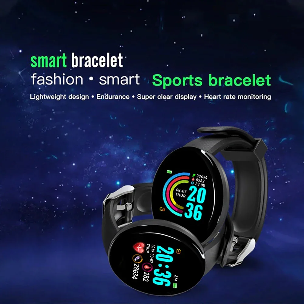 New D18 Smart Watch Men Women Sport Fitness Smartwatch Blood Pressure Digital Watches Tracker  Relógio Digital Feminino