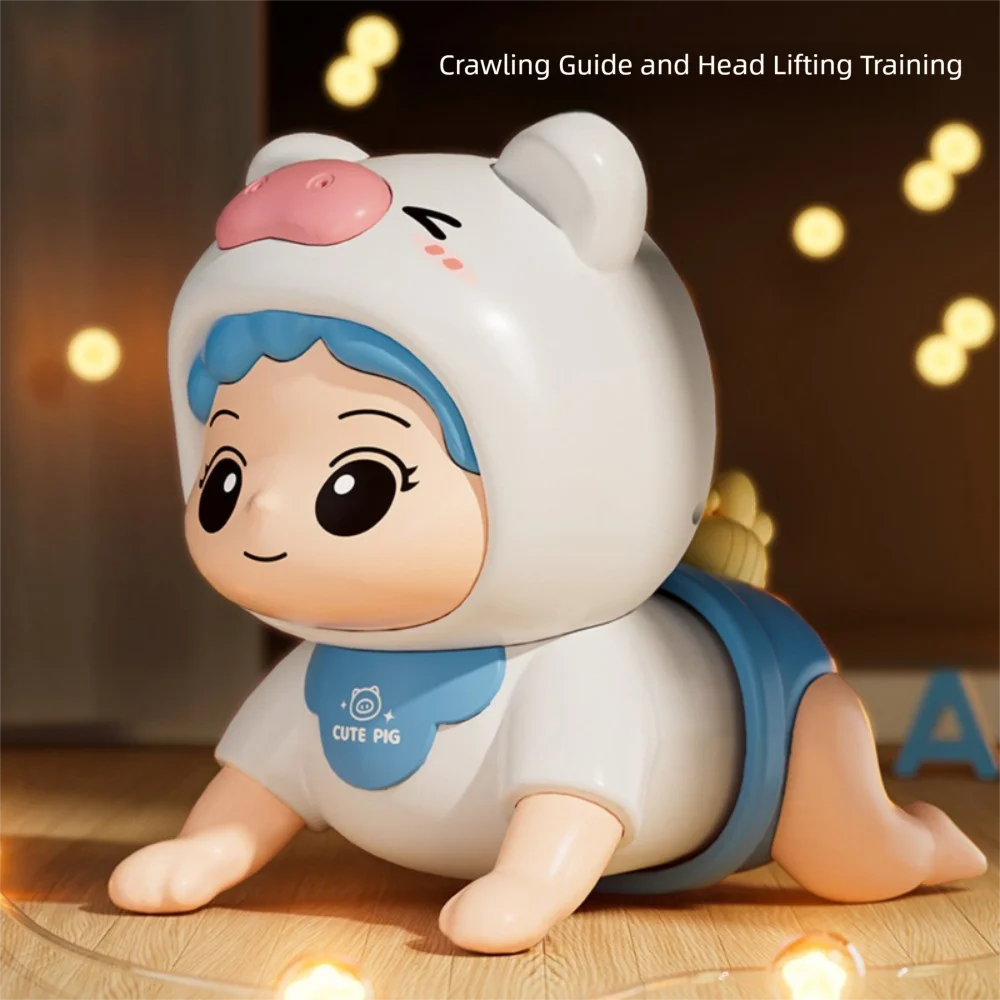 Jouets d'apprentissage pour bébé rampant rose bleu, 26 chansons, jouet d'apprentissage en toute sécurité pour escalar, jouet d'entraînement pour ramper intéressant en forme de dessin animé