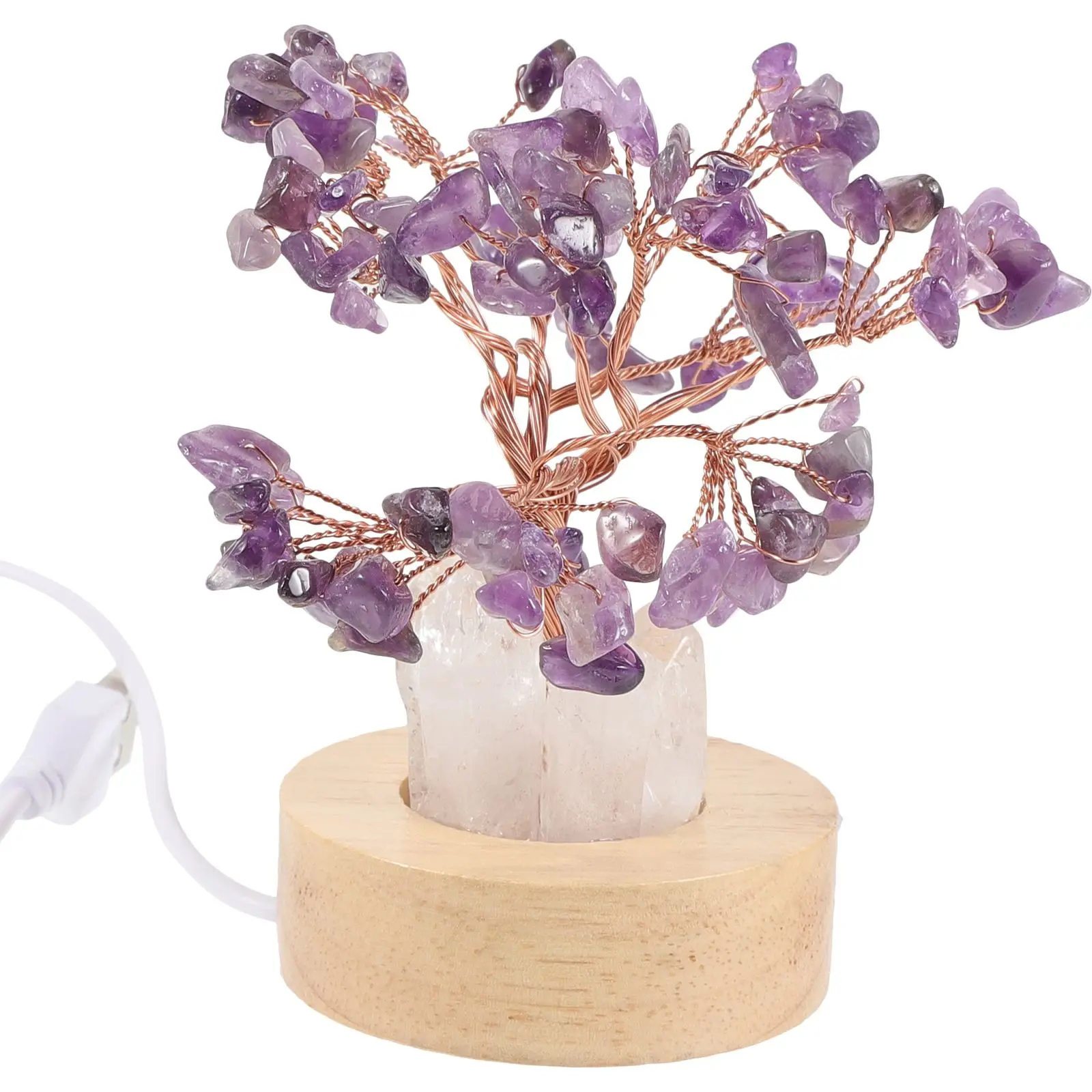 

Amethyst Crystal Money Tree Night Light Wooden Bedside Lamp Small Decorative Lights for Bedroom Home Atmosphere DIY Gift