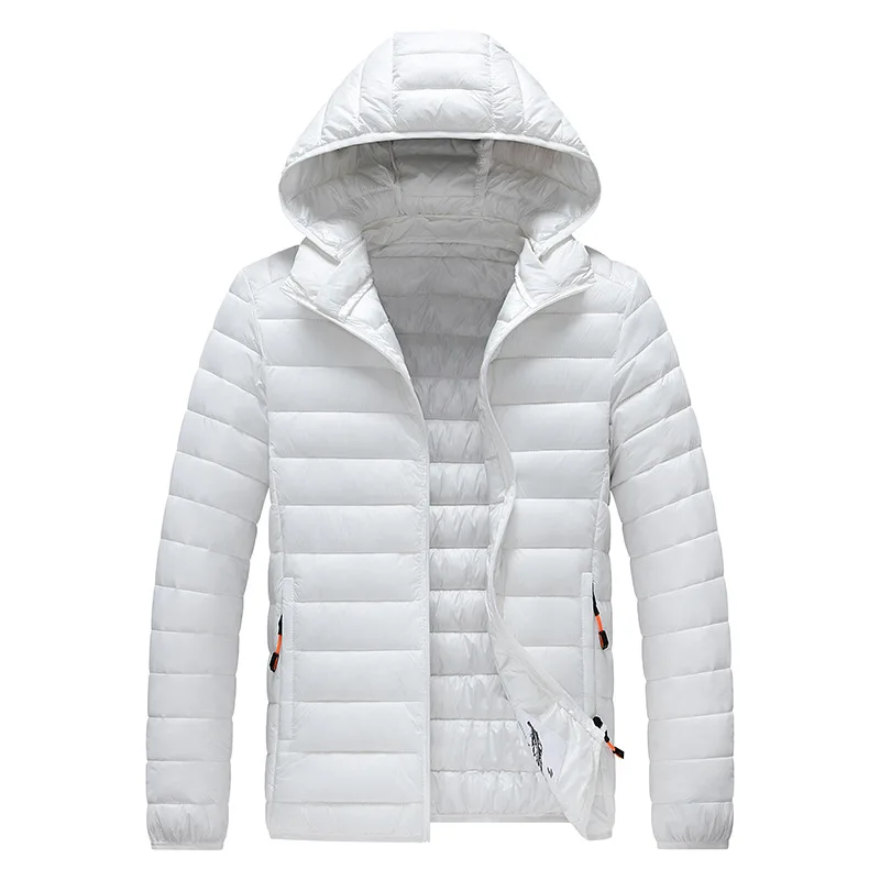 Autumn Winter Men's Clothes Trend Hooded Cotton Coat Warm Zipper Windproof Cotton-padded Jacket Parkas Light Thin Outerwear New