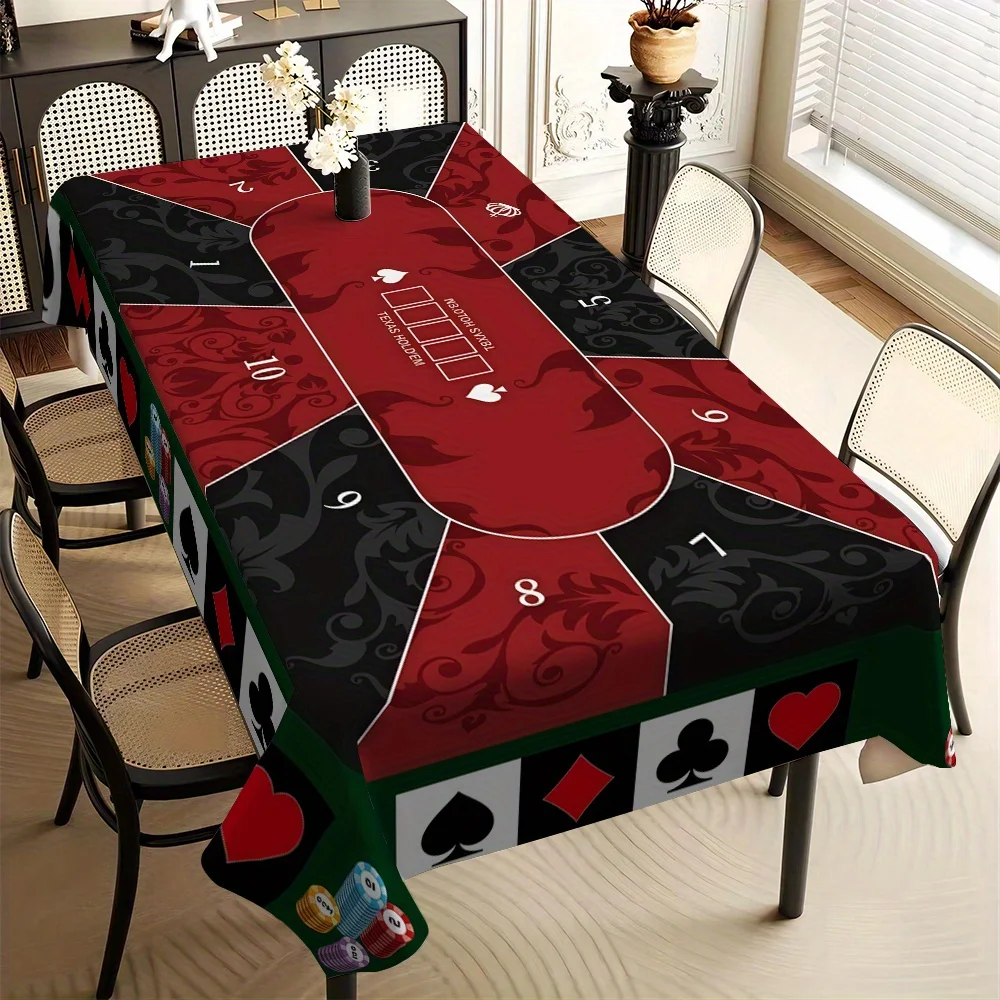 - 1 PC Cool Dark Style Playing Card Table Element Pattern, Simple European Style Pattern, Tablecloth in Square Shapezyc