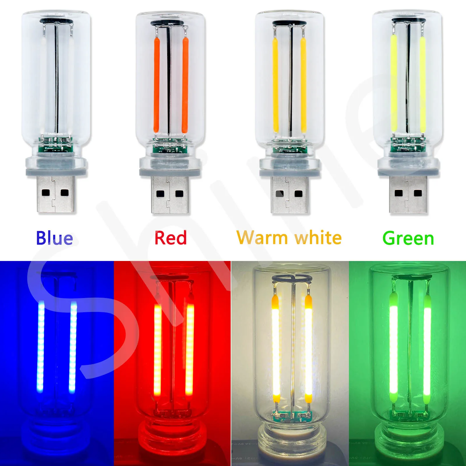 Luces de inducción de atenuación USB, 4 piezas, 0,3 W, bombillas Retro Edison, iluminación portátil, Mini luces LED, interfaz de alimentación móvil