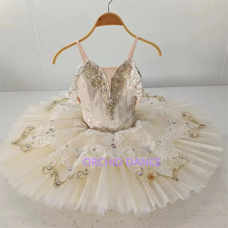 

Professional 12 Layers Custom Size Kids Girls Adult Performance Wear Champagne Off-shoulder Classical Ballet Tutu