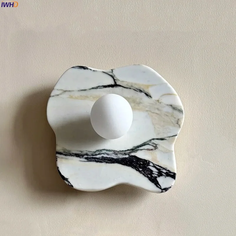 

IWHD Nordic Minimalism LED Wall Lamp Indoor Bedroom Stair Lighting Fixtures Marble Kitchen Living Room Lights Applique Murale