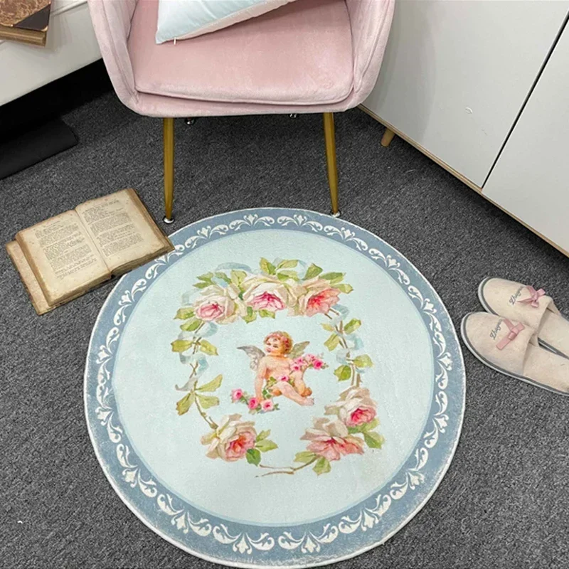 Pink Round Study Carpet Livingroom Rug Thickened Bedroom Carpet Home Decoration Mat Bedside Sofa Foot Pad Soft Cute Bath Mat