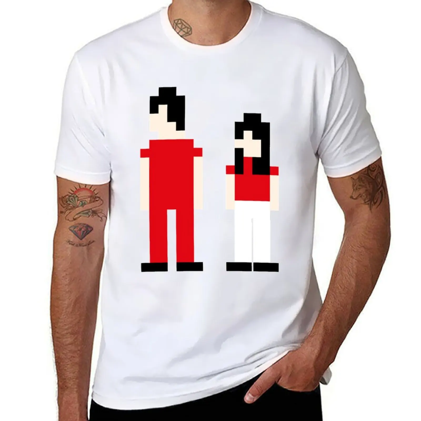 

TThe White Stripes Pixel T-Shirt t shirt personalised t shirt men 100% cotton luxury brand T-Shirt