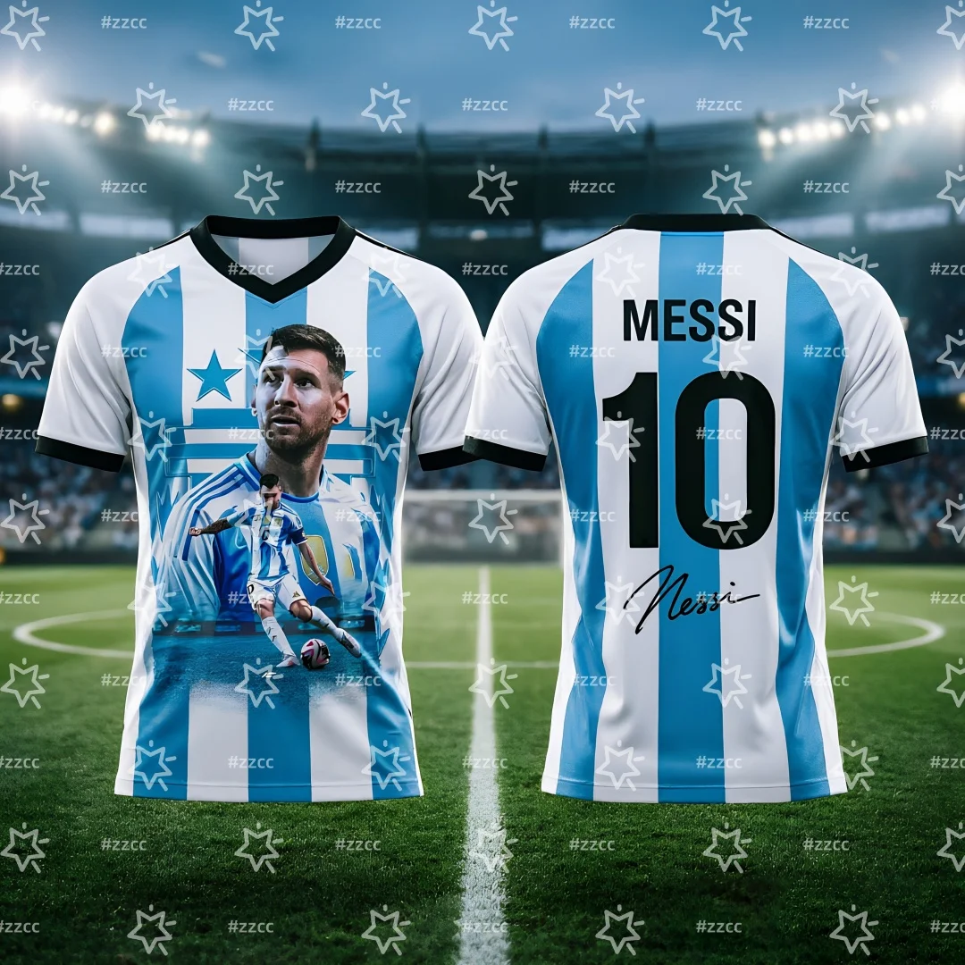 2026 Messi Argentinien Team Fußballtrikot Spiel- & Trainingsset Sommer Sport Herren T-Shirt Kinderbekleidung Tee Y2k Damen – Detail 4