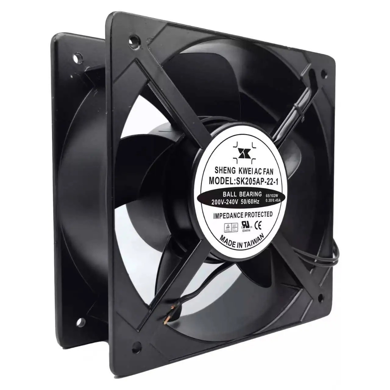 For SHENG KWEI SK205AP-22-1 200V-240V 65/102W Ball Bearing Industrial Cabinet Machine Axial Cooling Fan Made in Taiwan CE cURus