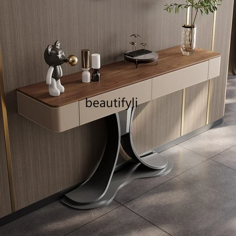 ls 42High-end entrance cabinet partition rack foyer cabinet light luxury stainless steel entrance end view table