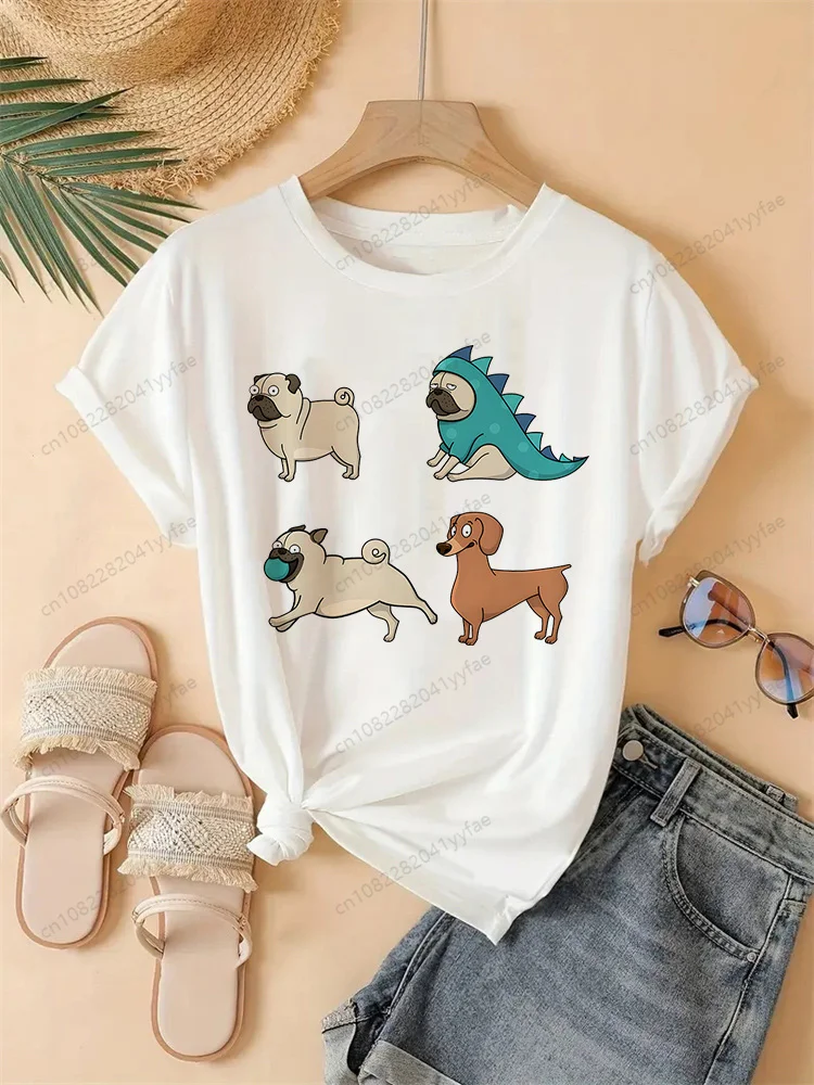 

Pug Dog Dug Life Bad Dog Short Sleeve Cool Camiseta T Shirt Women Tops Summer Fashion Funny Tee