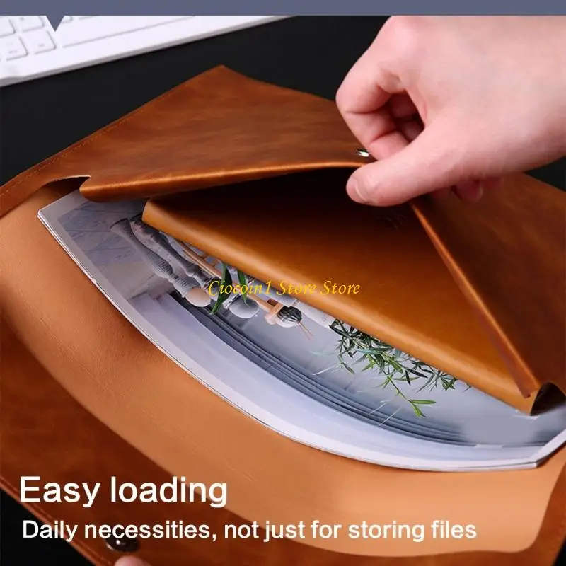 

A3PC Business Folder Water Resistant Leather Document Organiser Carrying Case Button Closure 330x240cm for Office