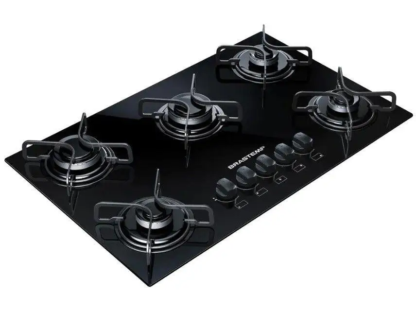 Cooktop Brastemp 5 Bocas com Vidro Temperado Preto - Bivolt