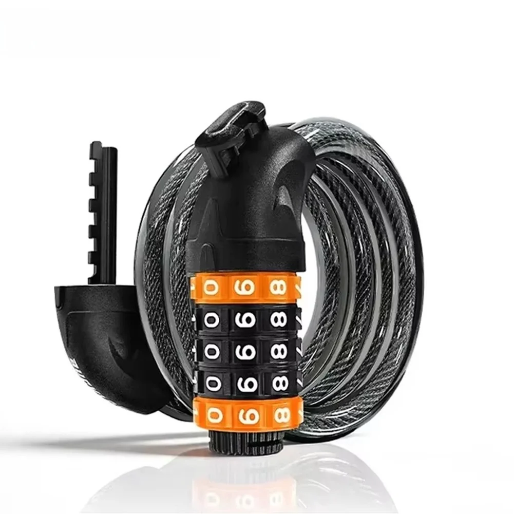 

Bike Lock 5 Digit Steel Cable With Mount For Bicycle Electric Scooter Anti Theft Bicycle Accessories