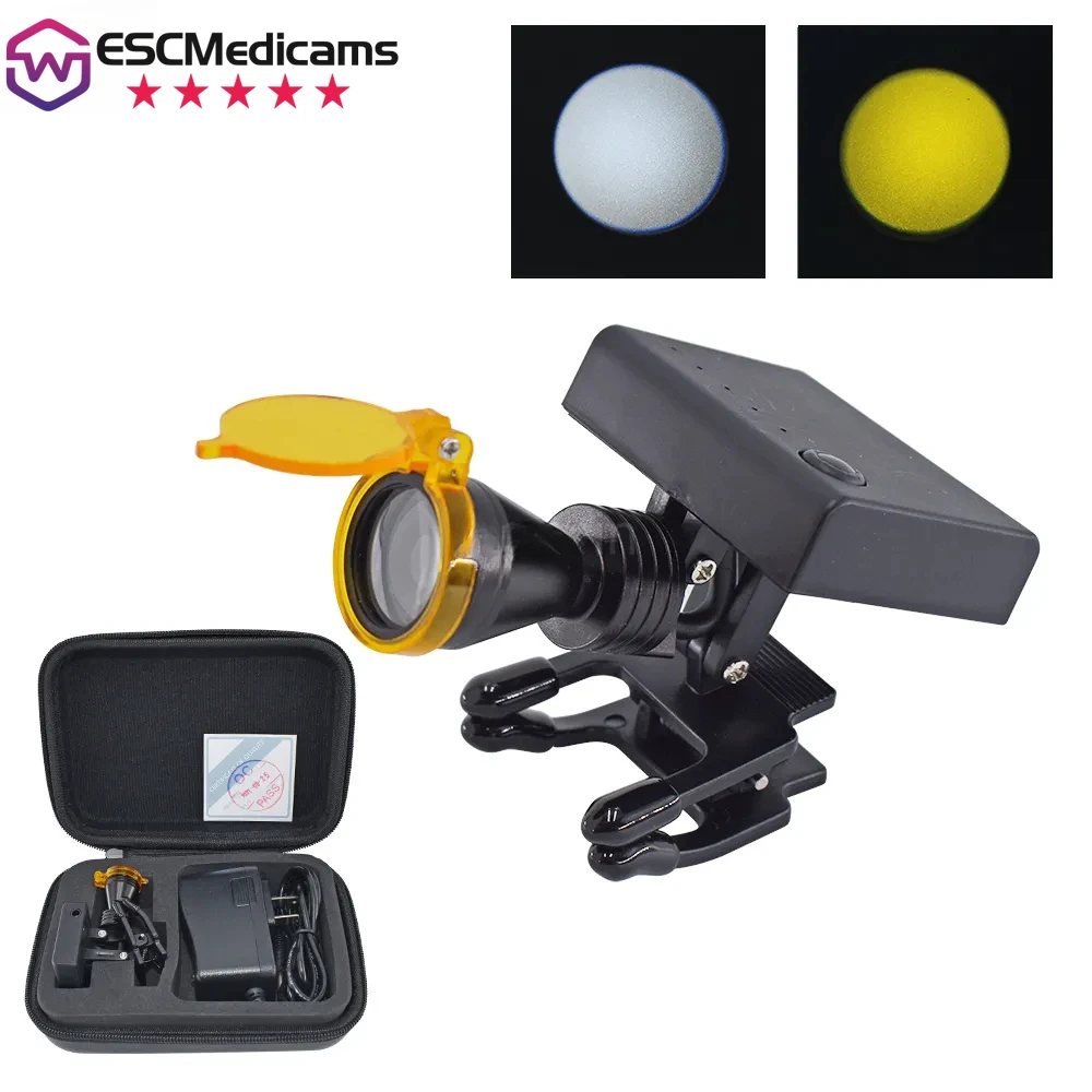 Farol sem Fio Portátil com Filtro Óptico Lupas Dentárias Lupa Médica de Laboratório Ampliação Binocular Farol 5w